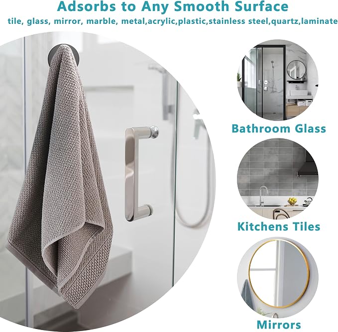 Suction Cup Hooks for Shower, Removable No Drill Towel Hooks, Upgraded 15 lbs - Image 2