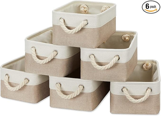 Temary Small Fabric Storage Baskets 6 Pcs Decorative Baskets Bins by TEMARY