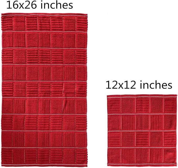 Glynniss Red Kitchen Towels and Dishcloths Set, Dish Towels and Dish Rags Set - Image 2