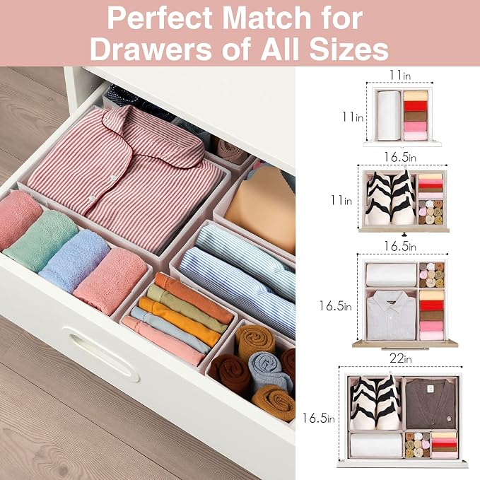 8 Pack Underwear Drawer Organizer, Drawer Organizer Clothes, Foldable Cloth - Image 5