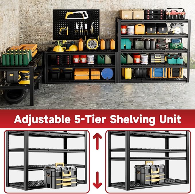 5-Tier 60”W x 24”D x 78”H Garage Shelving Adjustable Metal Storage Shelves - Image 6