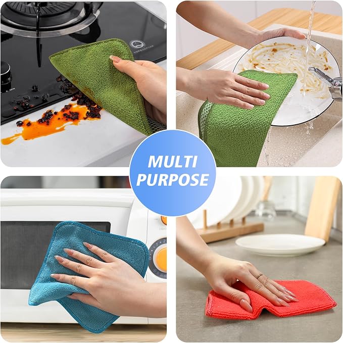 KinHwa Kitchen Washcloths for Dishes Absorbent Microfiber Dish Cloths Quick Dry - Image 4