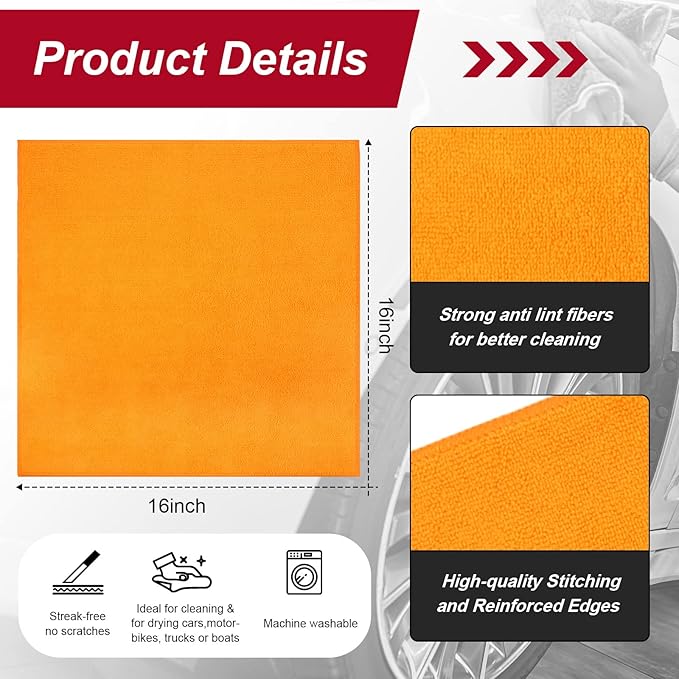 200 Pcs Microfiber Cleaning Cloth 16x16 Inch Microfiber Towels - Image 2