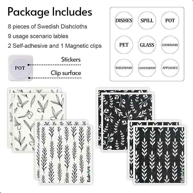 Swedish Dishcloths for Kitchen, 8 Pack Flower Reusable Paper Towels Washable - Image 4