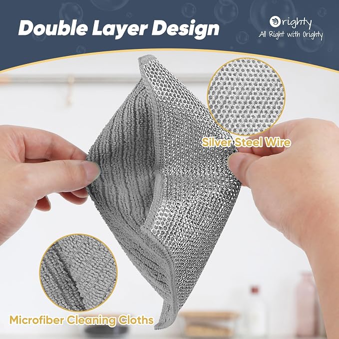 Orighty Multipurpose Wire Dishwashing Rag 12 Pcs, Upgraded Double-Layer - Image 6