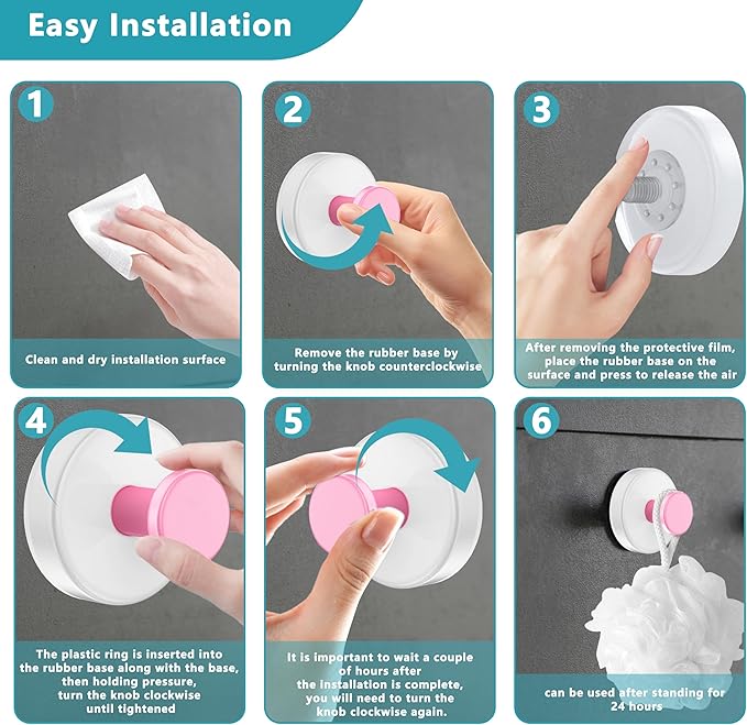 Suction Cup Hooks for Shower, Removable No Drill Towel Hooks, Upgraded 15 lbs - Image 7