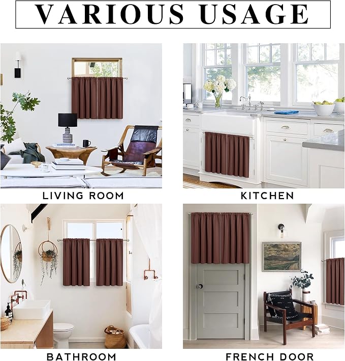 RYB HOME Blackout Curtains for Kitchen, Small Window Curtains Blinds, Thermal - Image 5