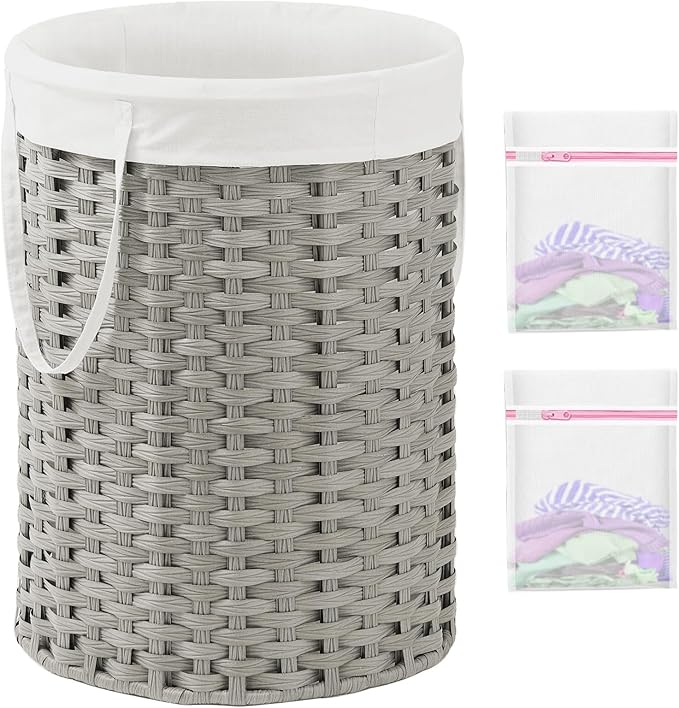 Laundry Basket Round Rattan Laundry Hamper 29.1 Gal Handwoven Large Wicker by SETVSON