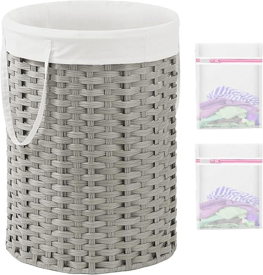 Laundry Basket Round Rattan Laundry Hamper 29.1 Gal Handwoven Large Wicker by SETVSON