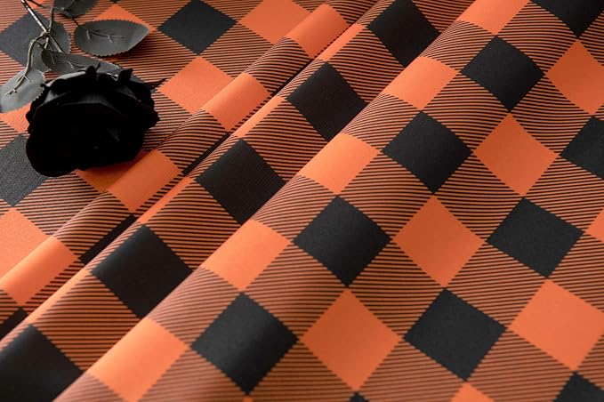 Waterproof Orange Plaid Tablecloth Fabric - Image 9
