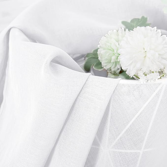 Tollpiz Sheer Curtain Linen Textured Bedroom Curtains Sheer Light Filtering Rod - Image 6