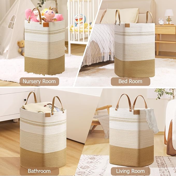 danpinera 100L Nursery Hamper, Tall Woven Laundry Basket - Image 4