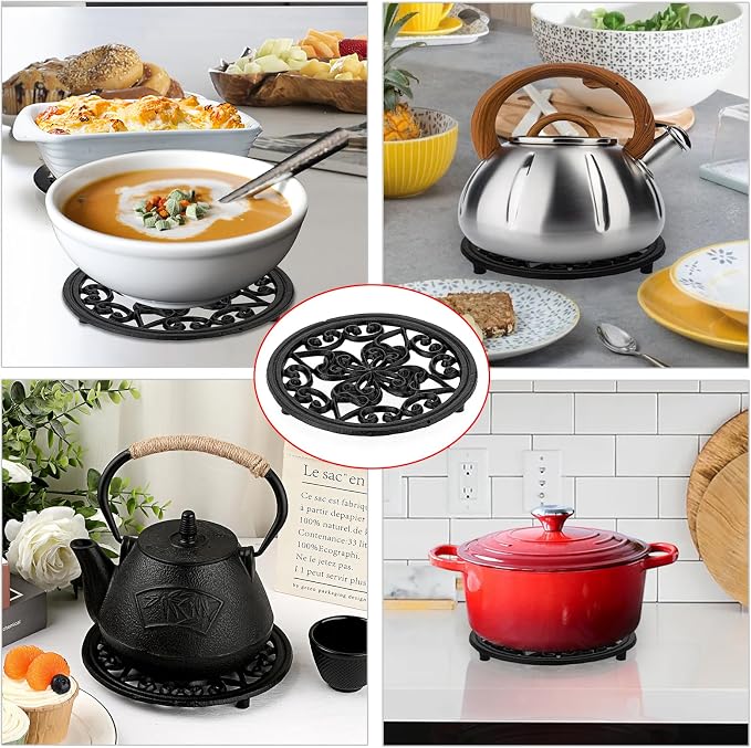 JUXYES 2 PCS Decorative Cast Iron Metal Trivet - Image 9