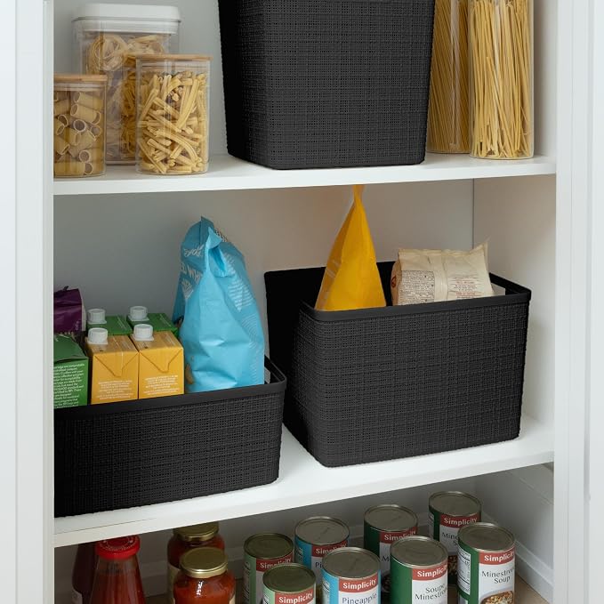 Curver Jute Large Decorative Plastic Organization and Storage Baskets, Perfect - Image 8