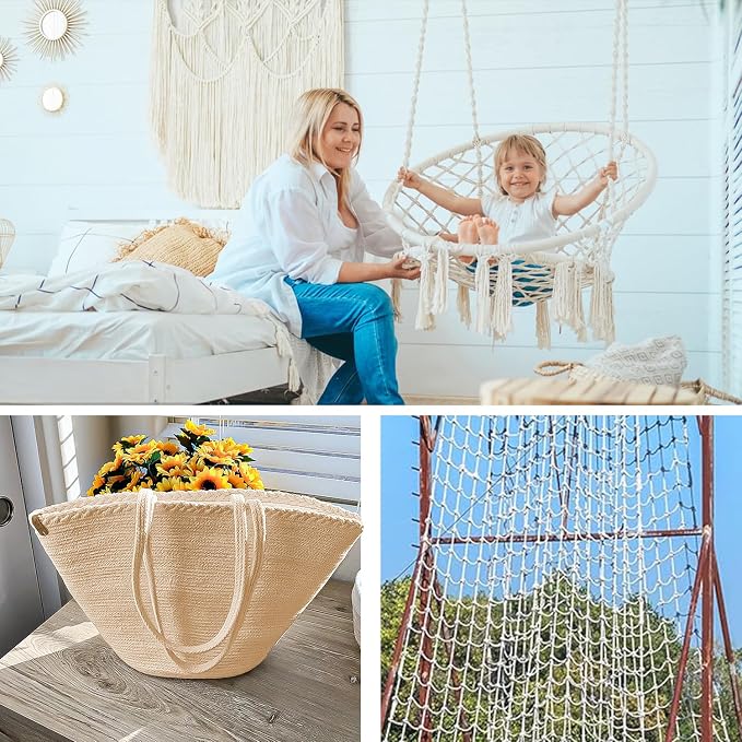 1/4 Inch Diameter White Cotton Rope 328 Feet Rope Composed of Four Strands of - Image 7