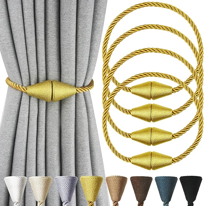 4 Pack Magnetic Curtain Tiebacks Rope Modern Handmade Curtain Tie Backs by CurtianTiebacks