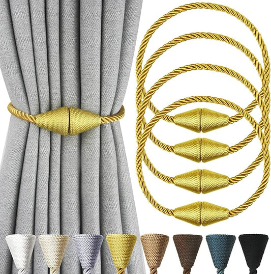 4 Pack Magnetic Curtain Tiebacks Rope Modern Handmade Curtain Tie Backs by CurtianTiebacks