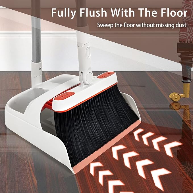 JEHONN Broom and Dustpan Set for Home, Long Handle Lightweight 180 Degree - Image 9