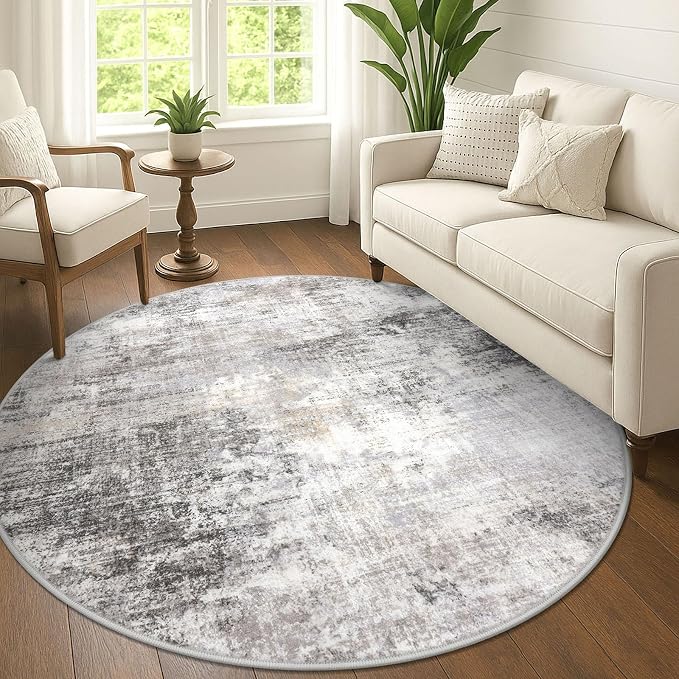 IOHOUZE Abstract Round Area Rug 6 Ft Washable Circle Rugs Large Round Rug Non by iOhouze