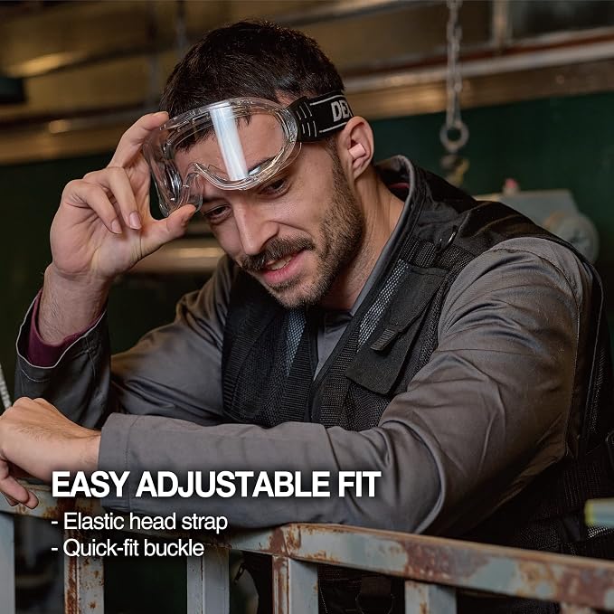 DEX FIT Protective Safety Goggles SG220A; OTG Over Glasses Fit, Anti Fog & - Image 7