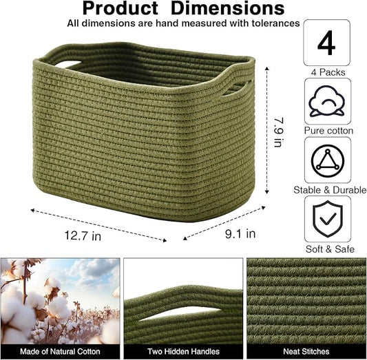 Small Storage Baskets for Organizing, Woven Storage Baskets for Shelves - Image 2