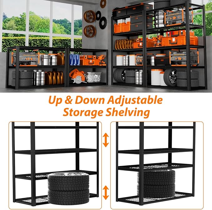 Garage Shelving, Storage Shelves Heavy Duty 2800 LBS Capacity, 5 Tier - Image 6