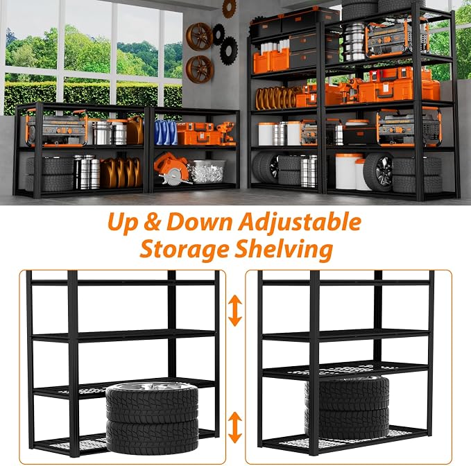 48" W Garage Shelving Heavy Duty, 2800LBS Storage Shelves, 5-Tier Adjustable - Image 6