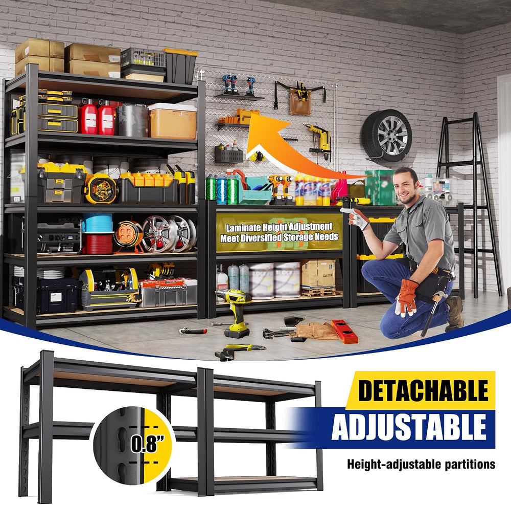 4-Pack Garage Shelving Unit, Heavy Duty Metal Storage Shelves, 71" H x 3...