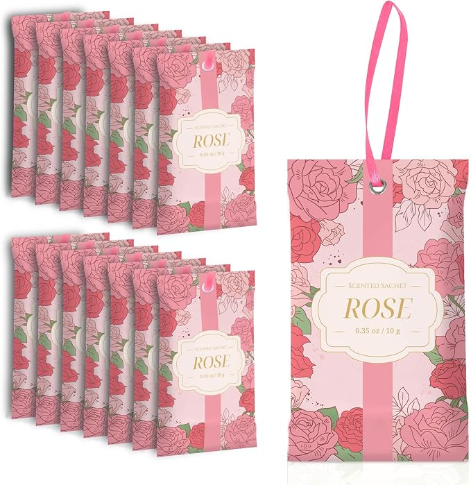 SCENTORINI Scented Sachets for Drawers and Closets, Rose Scent 14 Pack by SCENTORINI