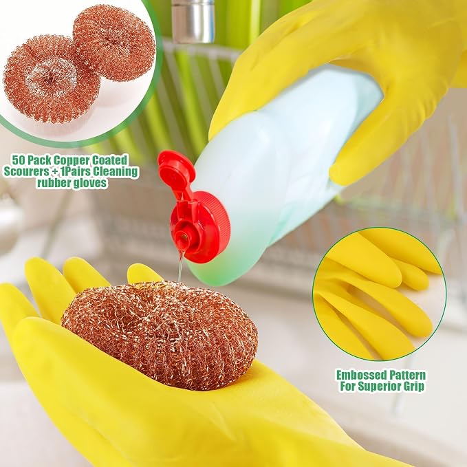 Hushee 50 Pack Copper Coated Scourers Rust Resistant Scrubbing Scouring Pad - Image 6