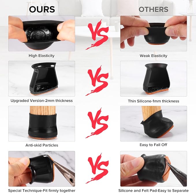 24PCS Upgraded Silicone Chair Leg Floor Protectors - Image 3