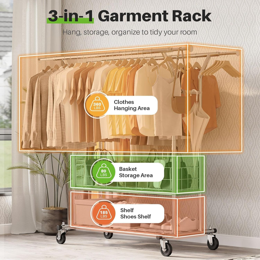 HOKEEPER Clothing Rack Heavy Duty Clothes Rack for Hanging Clothes Adjustable...
