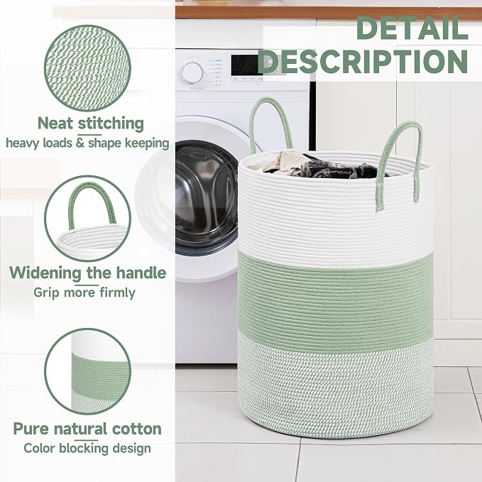 CLHMILY&Z 100L Laundry Basket Round Storage Rope Basket - Image 4