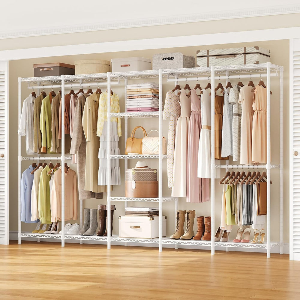 F5 Heavy Duty Clothes Rack Freestanding Modular Closet System White
