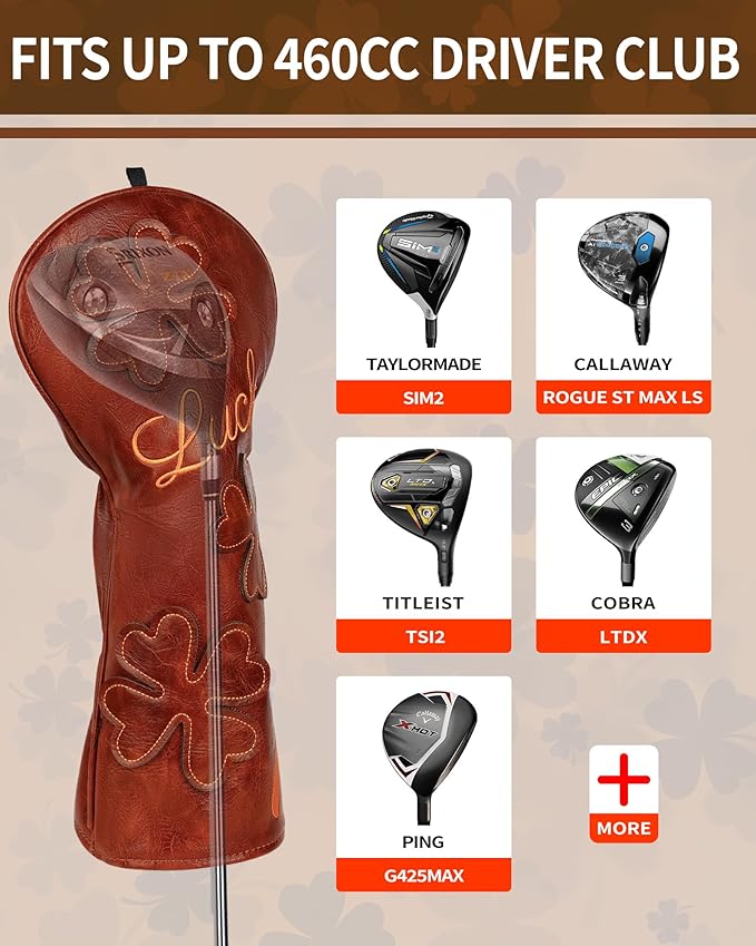 Golf Headcovers Golf Club Head Covers Four Leaf Clover Good Luck Charm - Image 6
