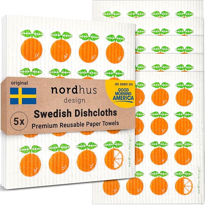 Nordhus Design Swedish Dishcloths, 5 Pack Oranges, Made in Sweden by nordhusdesign
