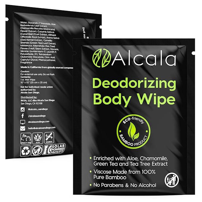 Alcala Deodorizing Body Wipes Individual Shower Wipes 100% Pure Biodegradable - Image 8