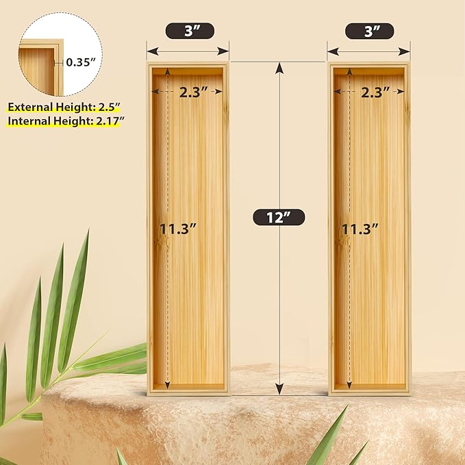 Kitchen Drawer Organizer Bins, Stackable Bamboo Deep Drawer Organizer - Image 2