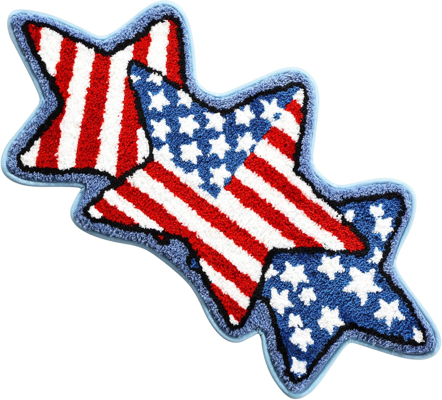 Moutina American Flag Stars Bathroom Rugs 18x36 Inch, Soft and Absorbent Tufted 4th of July Rug Non Slip Washable, Patriotic Bathroom Decor Bath Mat Holiday Decorations