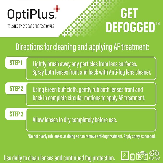 OptiPlus Anti-Fog Lens Cleaning Spray Kit l Cleaning Spray and Microfiber Cloth - Image 2