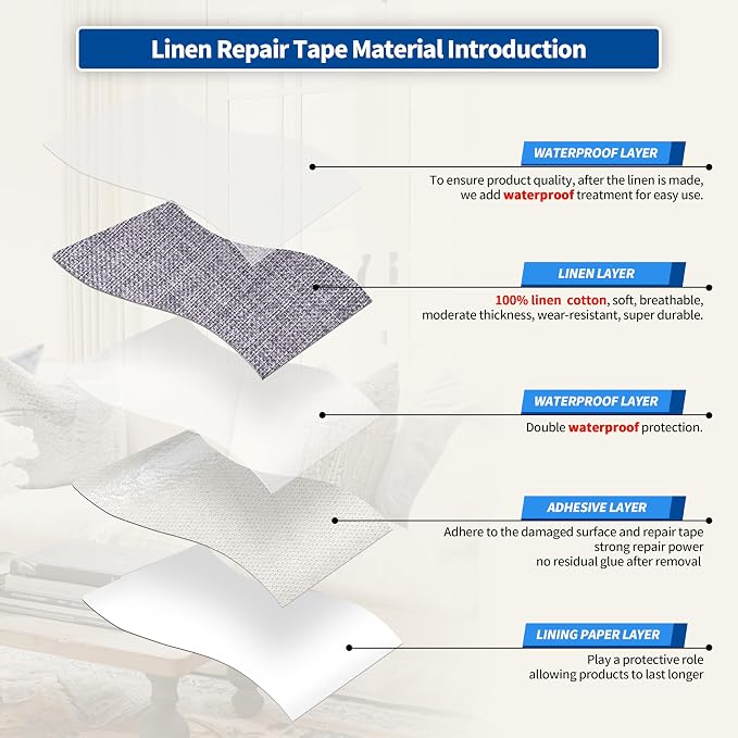 KING MOUNTAIN Linen Repair Patches, Self-Adhesive Linen Fabric Patches - Image 3