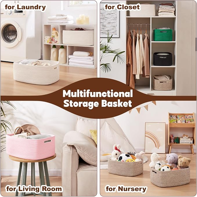 OIAHOMY Storage Basket for Shelves, Closet Cube Storage Bins Baskets for - Image 6