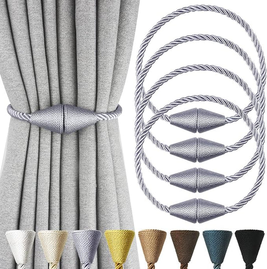 4 Pack Magnetic Curtain Tiebacks Rope Modern Handmade Curtain Tie Backs by CurtianTiebacks