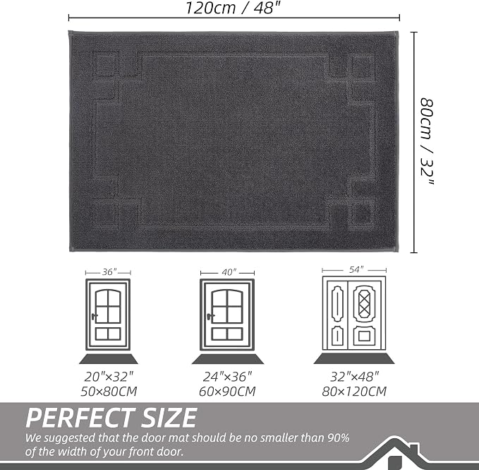 BEQHAUSE Door Mat 32" x 48", Non-Slip Door Mats Indoor Entryway Rugs Washable - Image 2