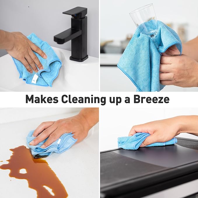 Blue Microfiber Cleaning Cloth 13"x13", Ultra Soft Absorbent Microfiber - Image 6
