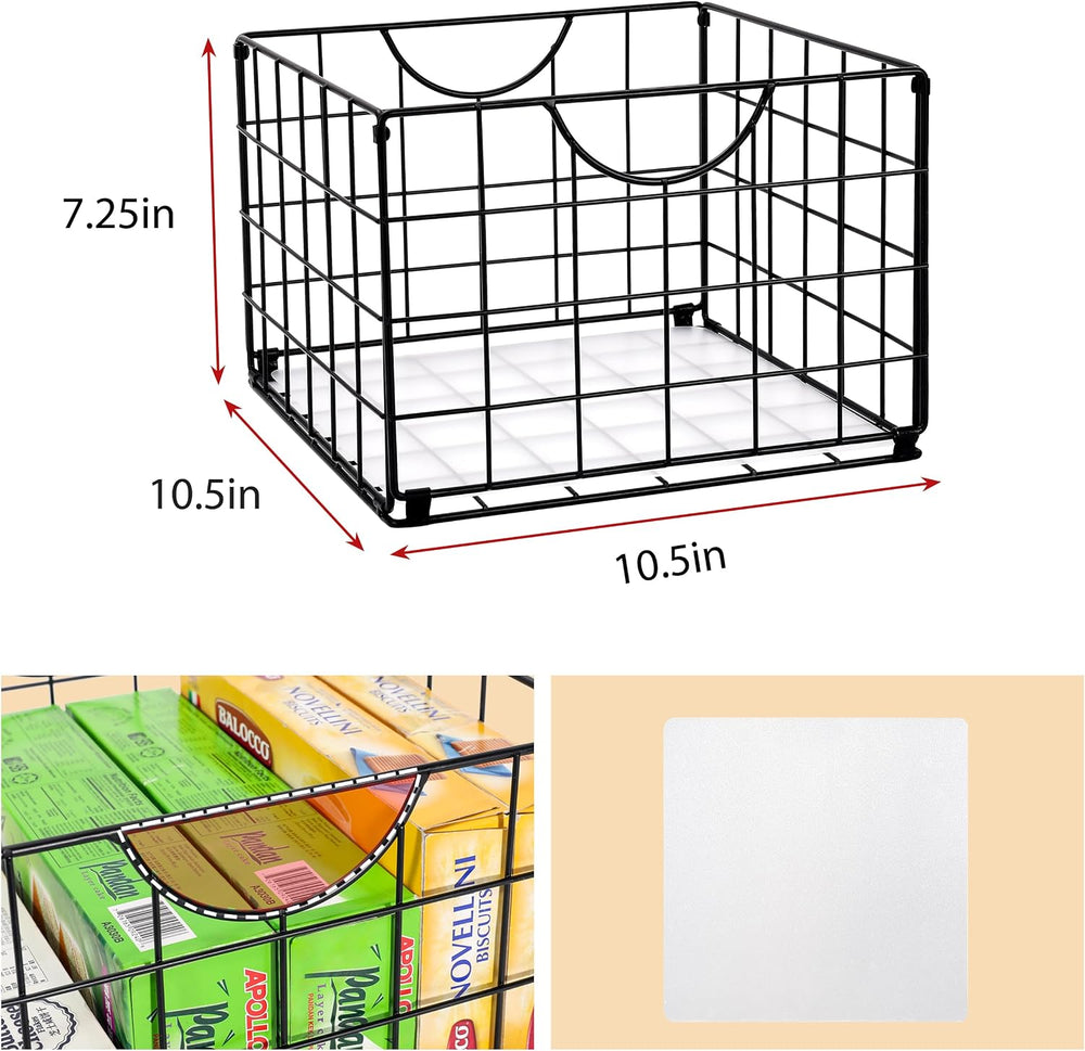 Metal Wire Basket Organizer Foldable Set of 6, Food Storage Mesh Bin with PVC...