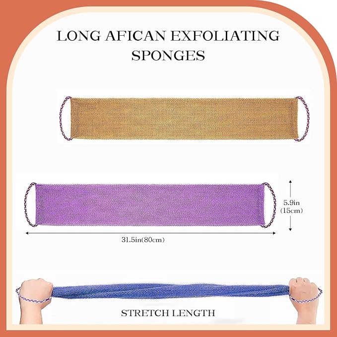 African Net Sponge with Handles 3 Pieces Long African Exfoliating Net Washcloth - Image 8