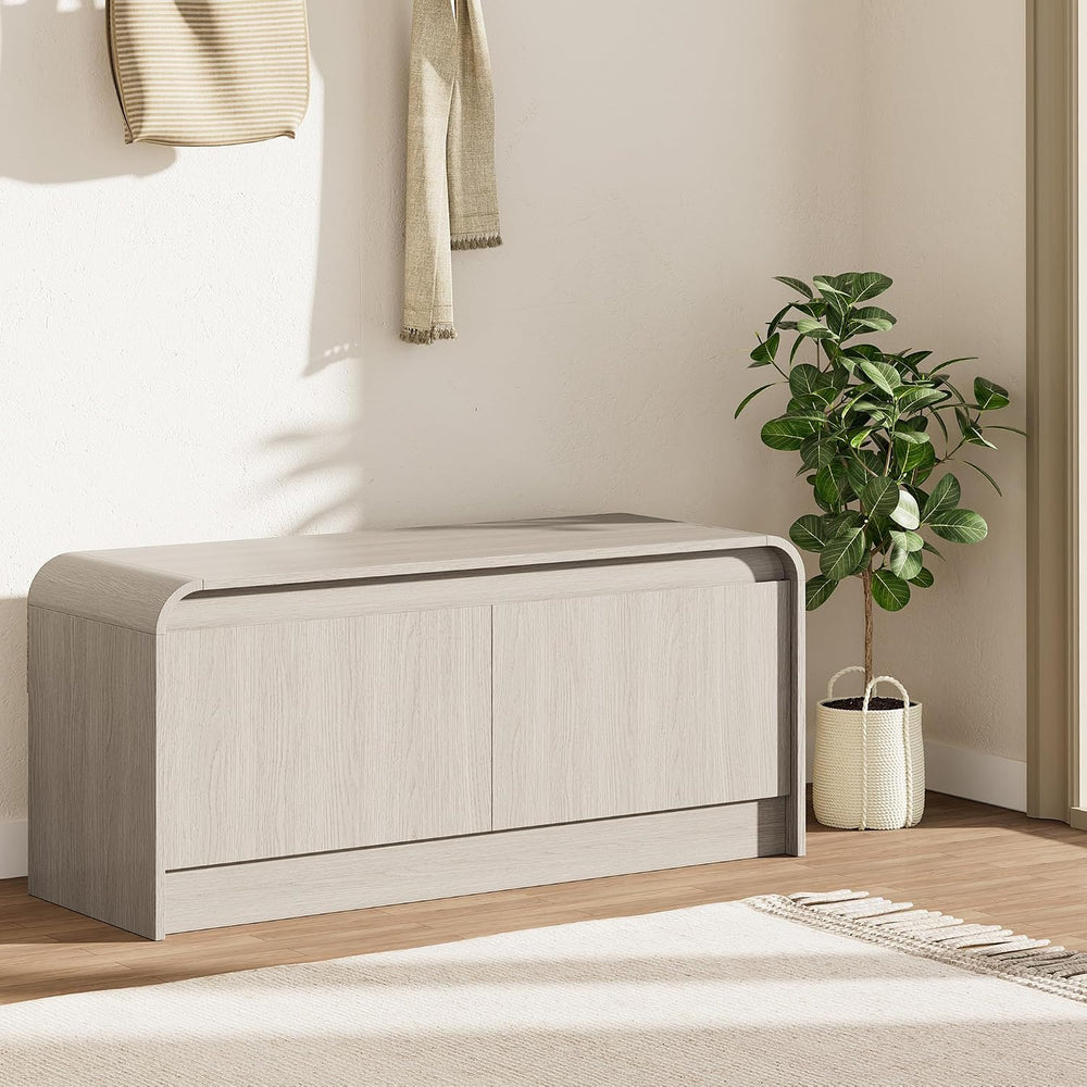 Homleke Modern Curved Entryway Shoe Storage Bench