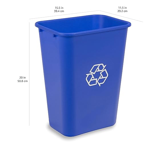 Amazon Basics Trash Can, Rectangular Commercial Office Wastebasket, Recycle Logo - Image 6