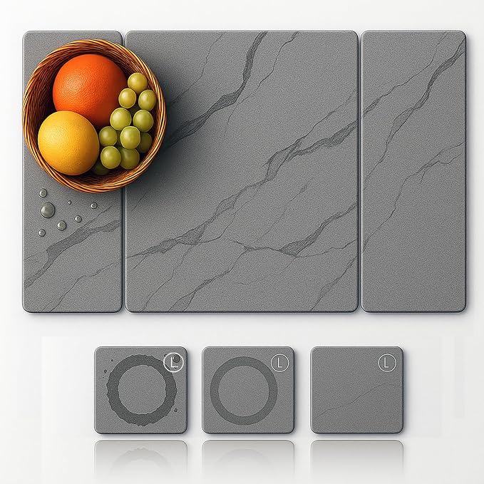 Stone Drying Mat for Kitchen Counter19.7"x 15.7"- 180° Steam-Cured for Smooth by Unknown